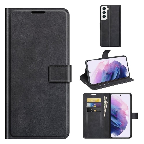 Hållbart konstläder Samsung Galaxy S22 fodral med plånbok - Svar Svart