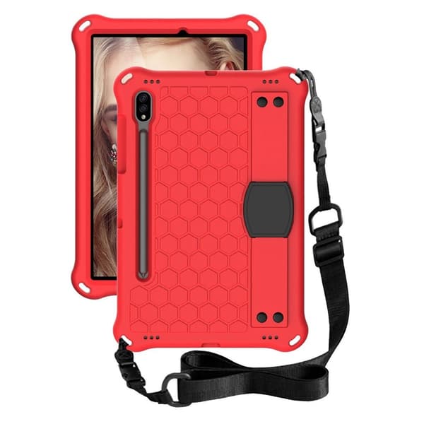 Honeycom Mønster Eva Combo Etui til Samsung Galaxy Tab S7 - Rød / Svart Red