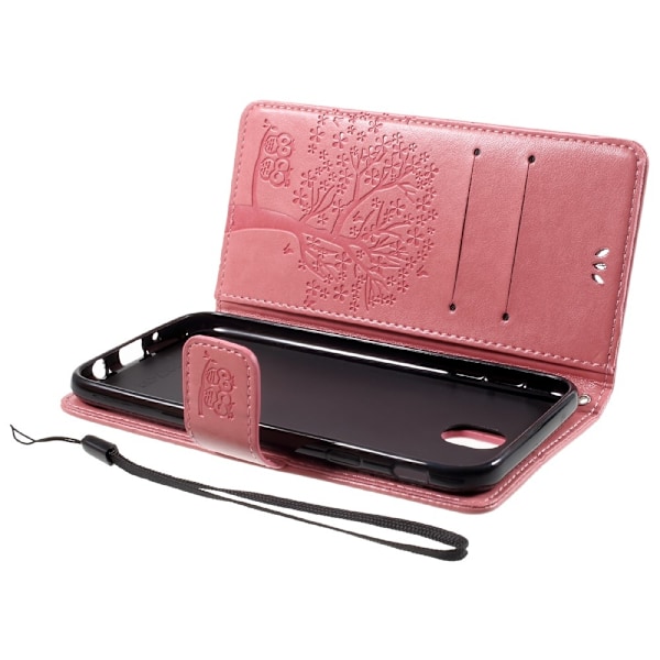 Samsung Galaxy J7 (2017) Kunstnerisk læder etui med tryk - Pink
