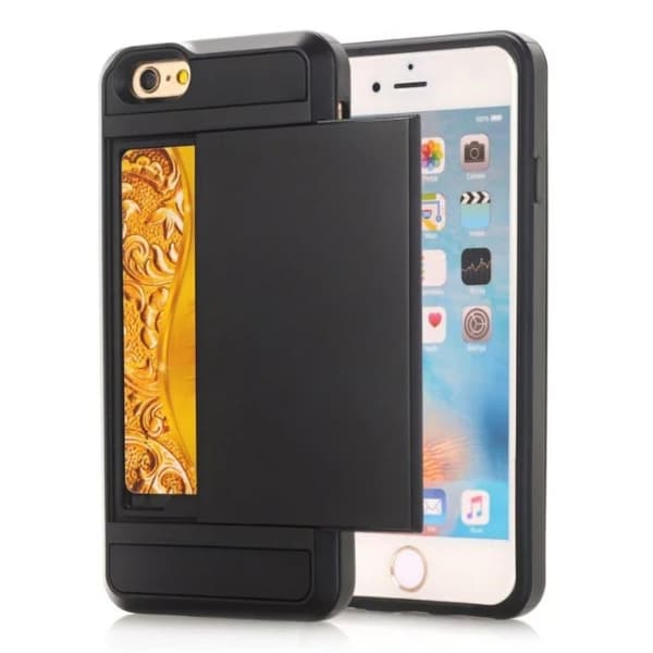 Ridsefast Slide Kortholder PC + TPU Hybrid Case til iPhone SE (2020)/SE (2022)/8/7 4,7 tommer - Sort Black