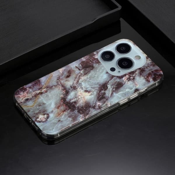 Marble design iPhone 14 Pro Max cover - Grå Marmor Silver grey