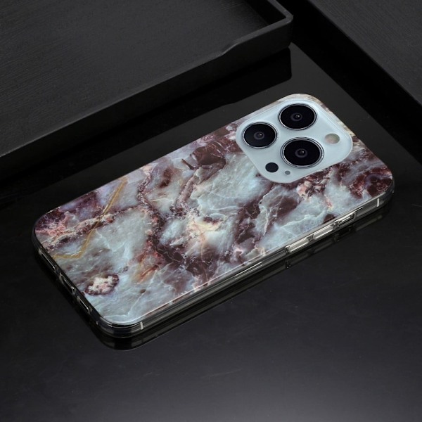 Marble iPhone 14 Pro Max Suojakotelo - Harmaa Marble Silver grey