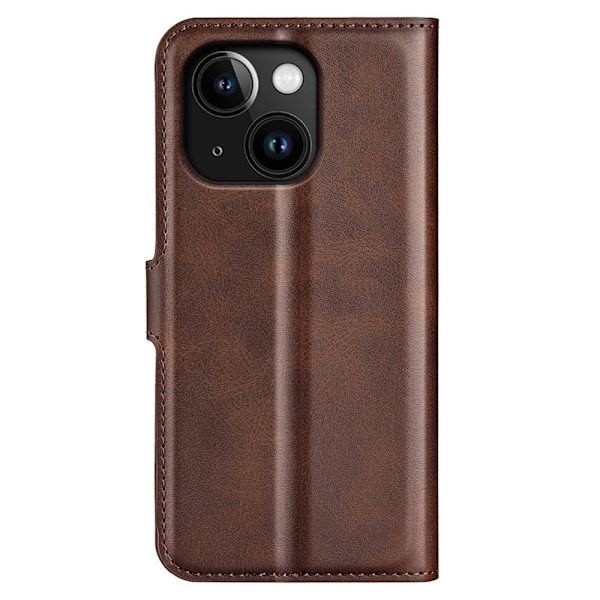 Læretui med Lommebok til iPhone 15 Plus - Brun Brown