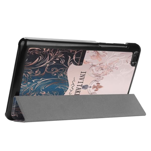 Lenovo Tab E7 treviks läderfodral med mönster - INVITAKPANS multifärg