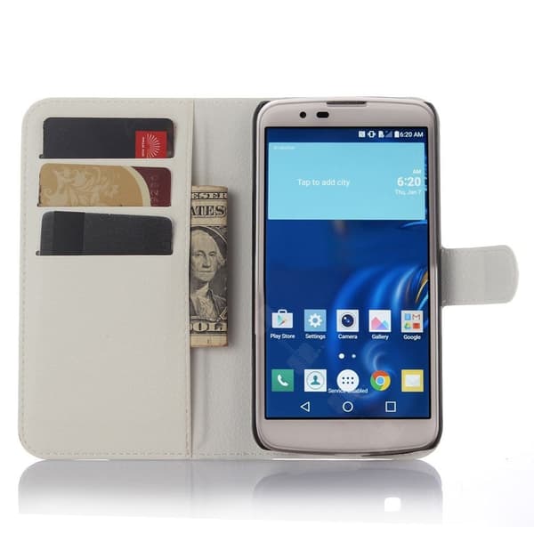 Litchi Texture lær Stand Wallet Cover for LG K10 - hvit White