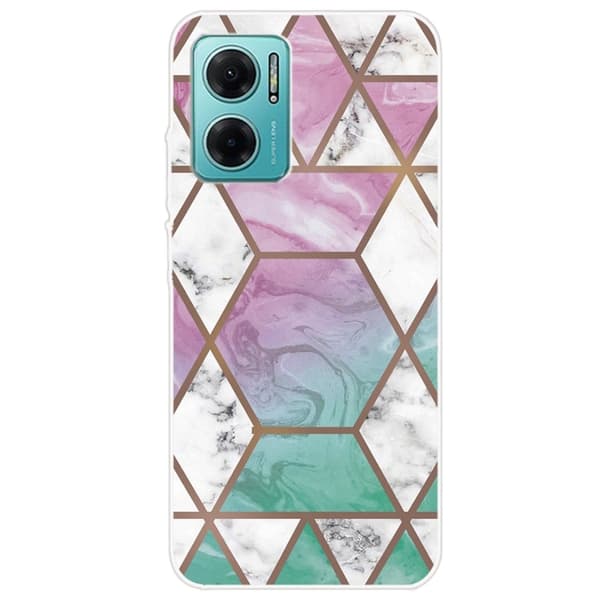 Marble design Xiaomi Redmi Note 11E kotelot - Valkoinen Timantti Värikkäällä Taustalla Multicolor