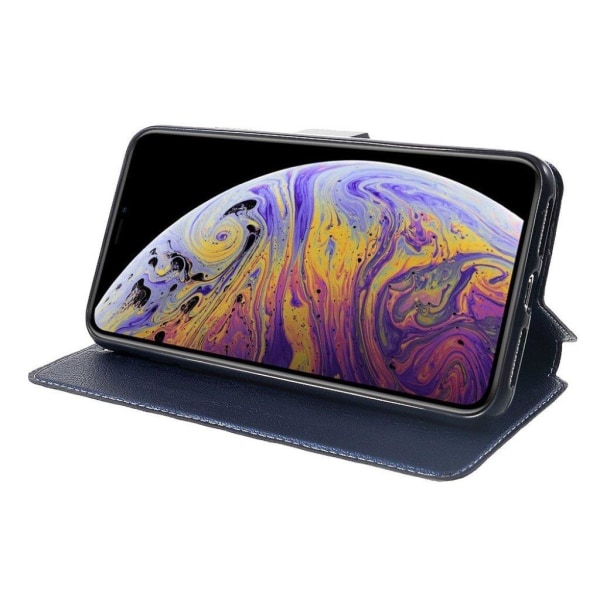 iPhone Xs Max auto-absorberende flip etui i læder - Mørkeblå Blue