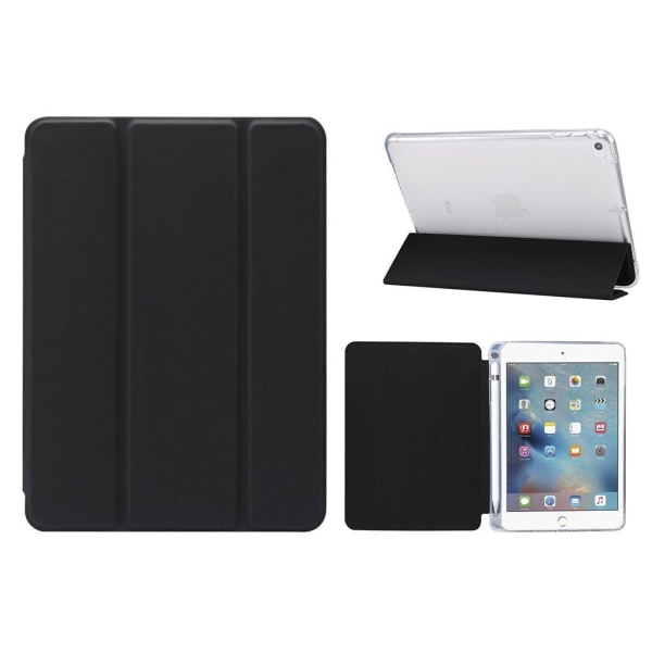 Skin Feeling Tri-fold Stand Leather Flexible Protection Cover wi Black
