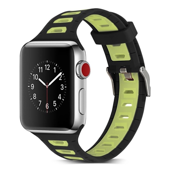 Apple Watch 38mm silikone urrem - Sort/gul Multicolor