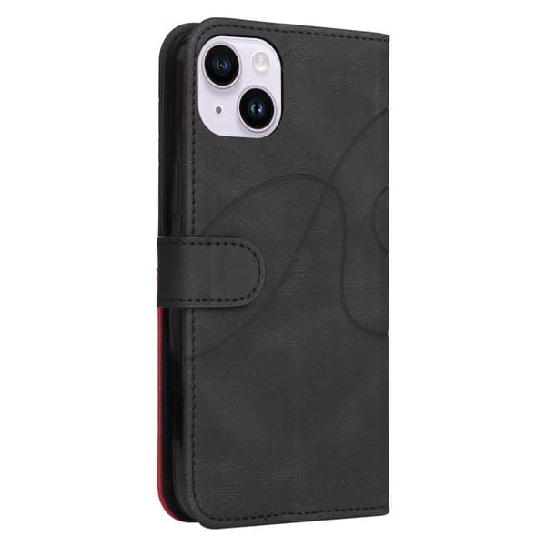 Teksturoitu nahkakotelo hihnalla iPhone 15 Plus - Musta Black