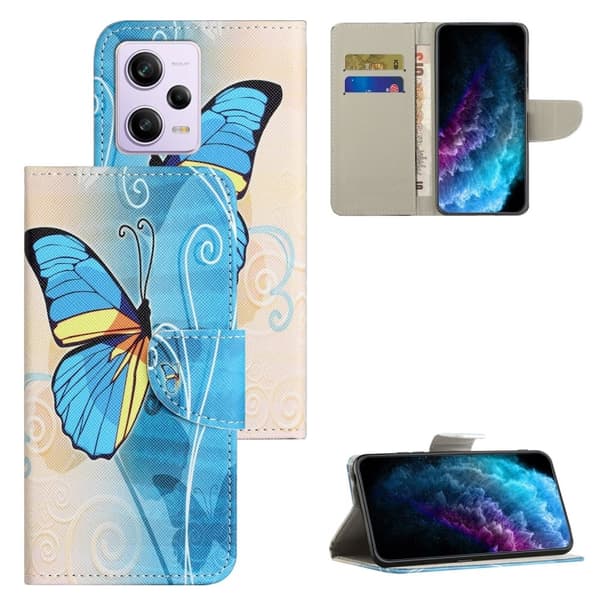 Wonderland Xiaomi Poco X5 Pro / Redmi Note 12 Pro / 12 Pro Speed Flippetui - Sommerfugl Blue