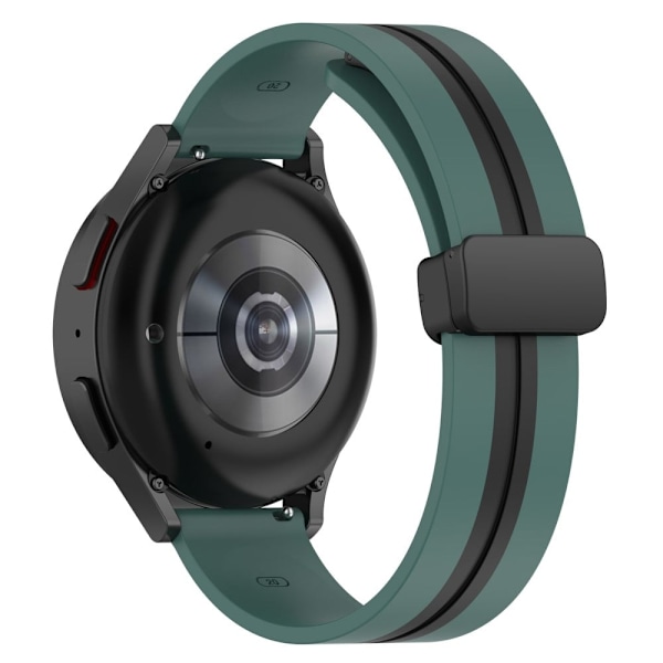 20 mm universal tofarvet silikoneurrem med magnetisk foldespænde - Olivengrøn / Sort Green