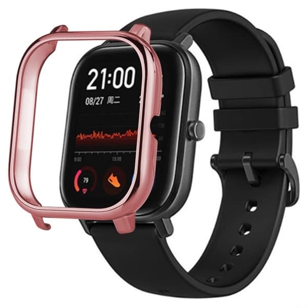 Huami Amazfit GTS Bumper Frame Hollow hårt galvaniserat klockfodral - Rosa Ros Rosa