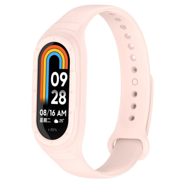 Xiaomi Smart Band 8 silikonrem med integrerat skydd - Rosa Rosa