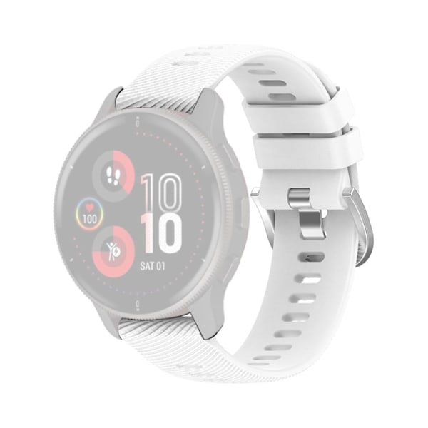 20 mm tværstribet silikoneurrem til Samsung- og Garmin-ure - Hvid White