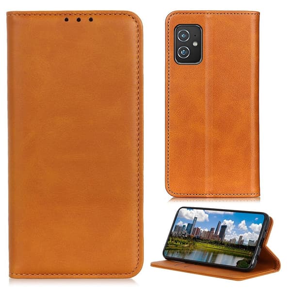 Flip Etui med Pung i Ekte Lær til ASUS Zenfone 8 - Brun Brown