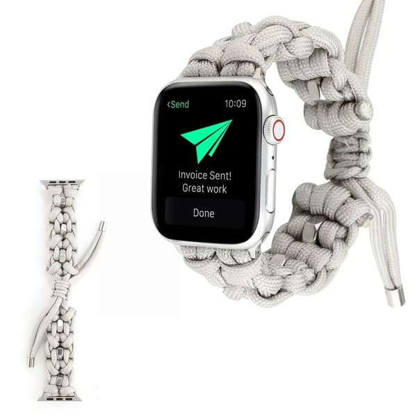 Apple Watch Series 6 / 5 40mm nylon i rustfrit stål rem - hvid White
