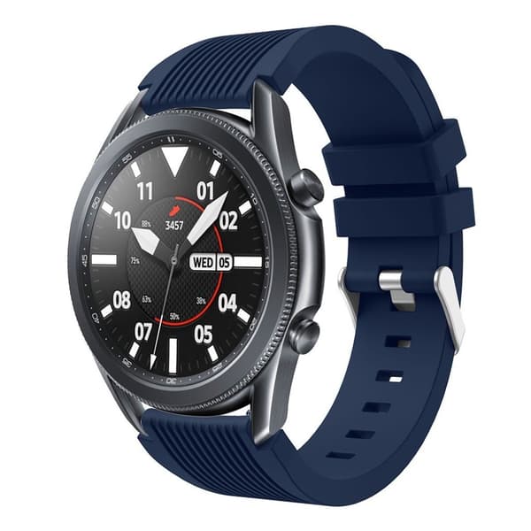 Samsung Galaxy Watch 3 (45mm) pin stripe silikone rem - Midnatsblå Blue