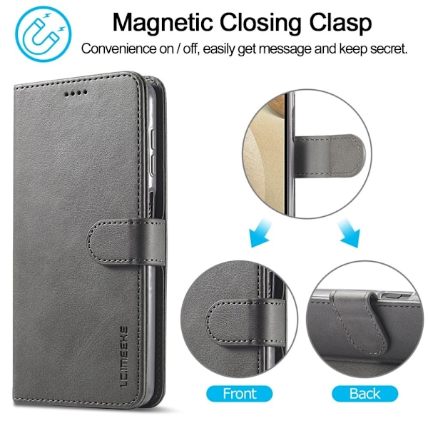 LC.Imeeke läder Samsung Galaxy M32 fodral - Silver/Grå Silvergrå