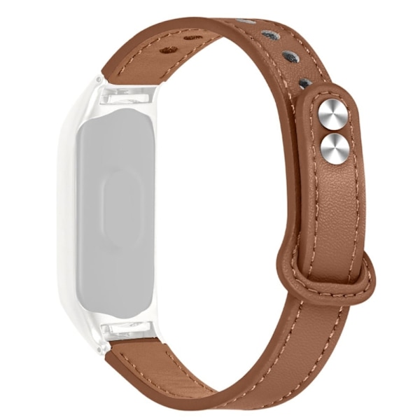 Xiaomi Mi Smart Band 6 / 5 urrem i okselæder med sort cover - Brun Brown