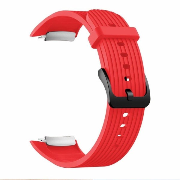 Samsung Gear Fit2 Pro vertical thread silicone watch band - Red Size: S Röd