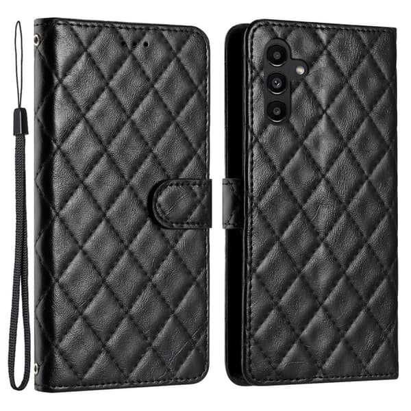 Toimiva rombinen lompakkokotelo Samsung Galaxy A05s - Musta Black
