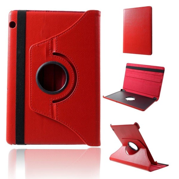 Huawei MediaPad T5 roterande  tablett skyddsfodral av syntetläde Röd