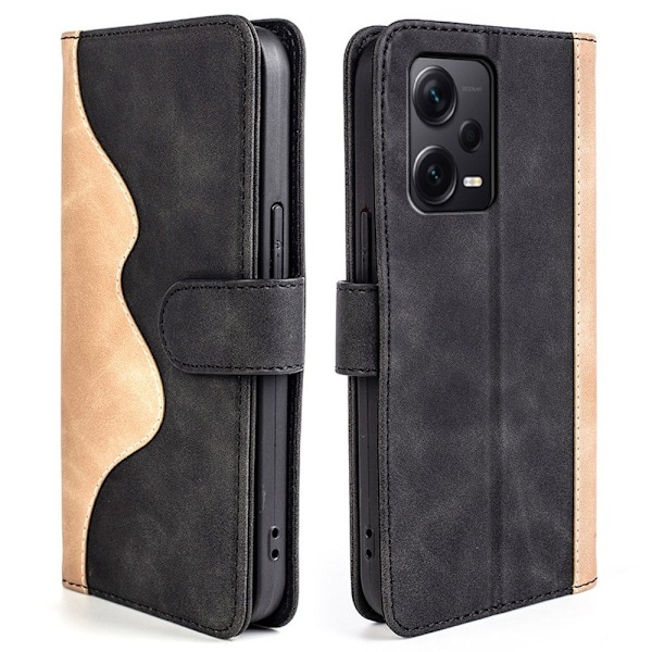 To-farvet Xiaomi Redmi Note 12 Pro Plus læderetui - Sort Black