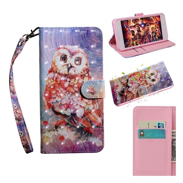 Sony Xperia 10 Plus Skinnetui Med Mønster - Ugle Multicolor