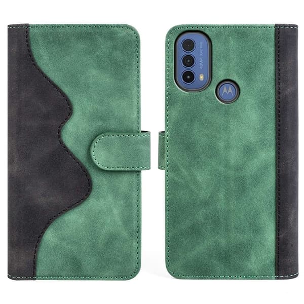 To Farvet Læder Flip Case til Motorola Moto E30 / E40 / E20 - Grøn Green