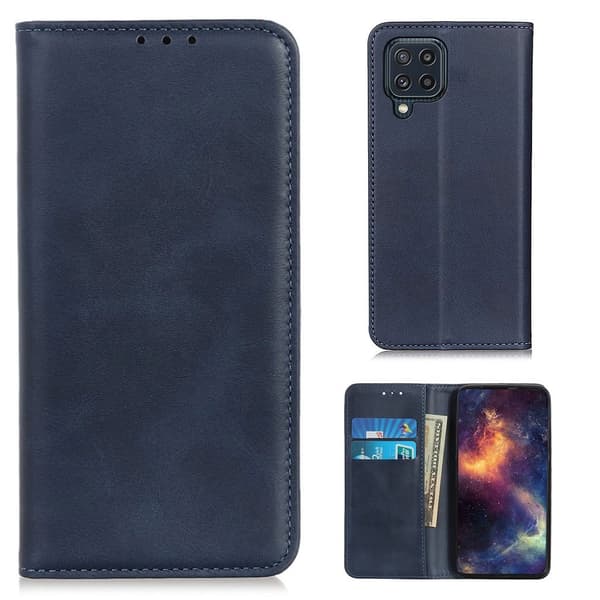 Äkta läder Samsung Galaxy M32 fodral - Blå Blå