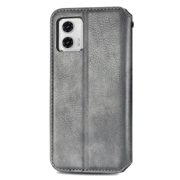 Läder Motorola Moto G73 fodral med romb-design - Silver/Grå Silvergrå