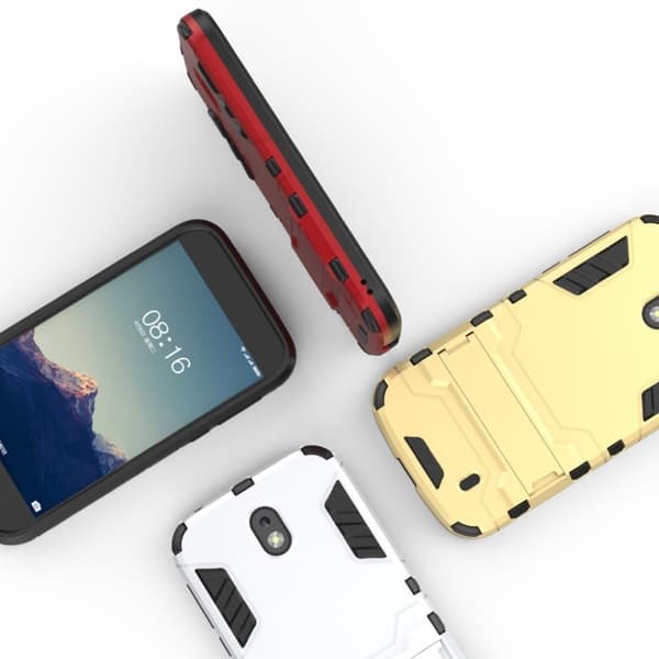 Nokia 1 beskyttelses deksel av plastikk og TPU materiale - hvit Silver grey