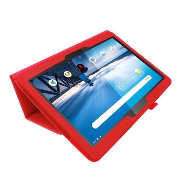 Lenovo Tab M10 litchi texture leather case - Red Röd