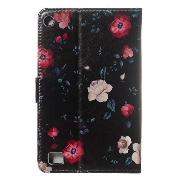 Amazon Fire 7 (2017) marble printing leather case - Roses Svart