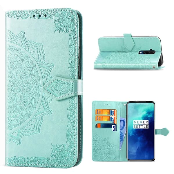 Mandala OnePlus 7T Pro Flip etui - Cyan Green