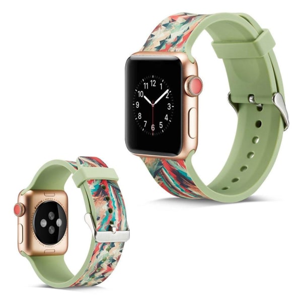 Apple Watch Series 5 44mm naamioitu silikoninen kellonauha - Kaleidoskooppisia Muotoja Green