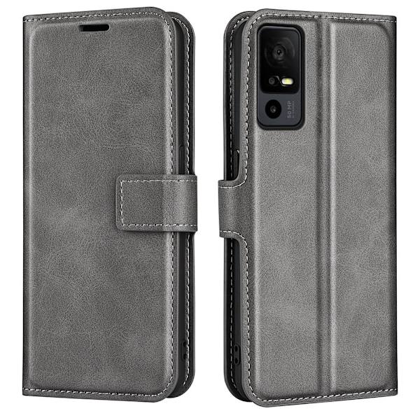 Lompakko Nahkakotelo For Tcl 40r - Harmaa Silver grey