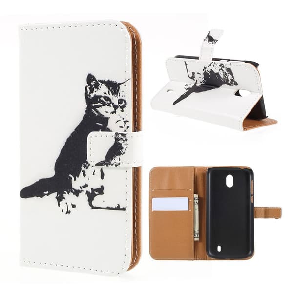 Nokia 1 Etui Med Mønster - Svart Og Hvit Katt Multicolor