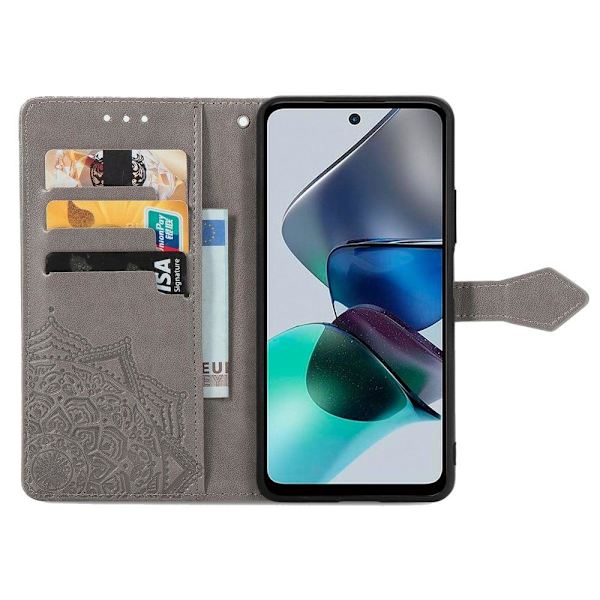 Mandala Motorola Moto G23 / G13 Flip Etui - Grå Silver grey