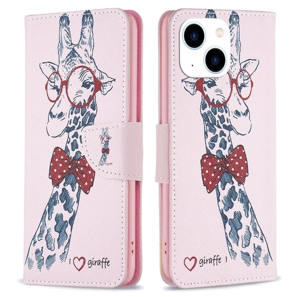 Wonderland iPhone 15 flip etui - Giraf Pink