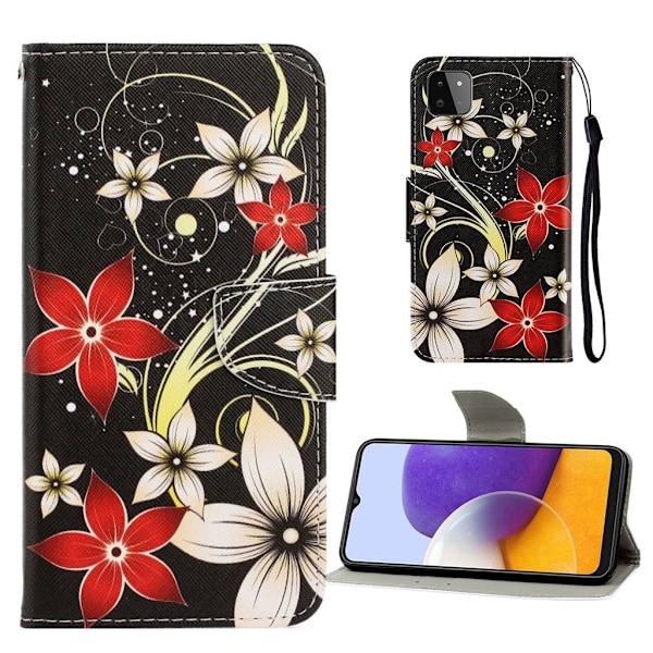 Wonderland Samsung Galaxy A22 5G Flip etui - Blomster Multicolor