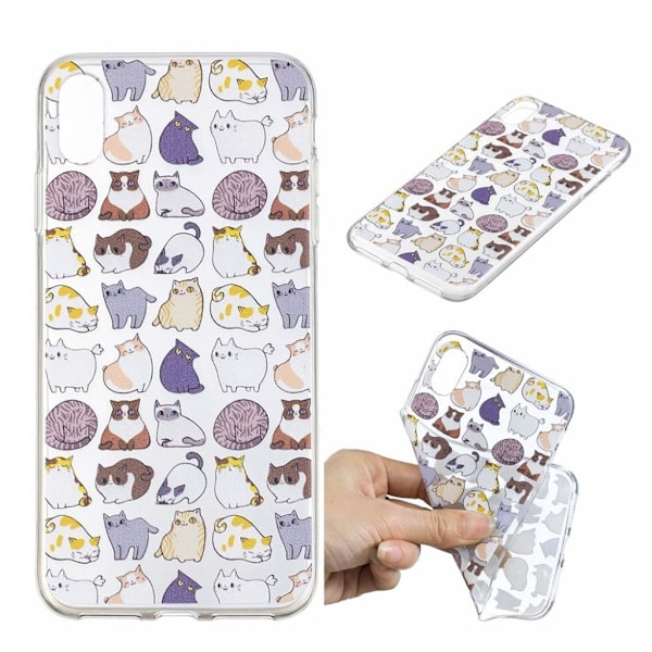 iPhone Xr gel etui med mønsterprint - Cartoon Cats Multicolor