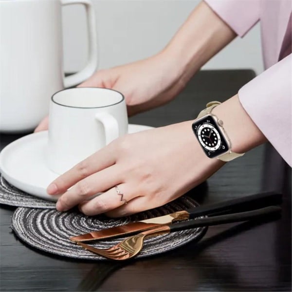 Apple Watch Series 8 (41mm) genuine leather watch strap - Ivory Vit