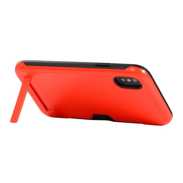 Børstet etui til iPhone Xs Max med kickstand - Rød Red