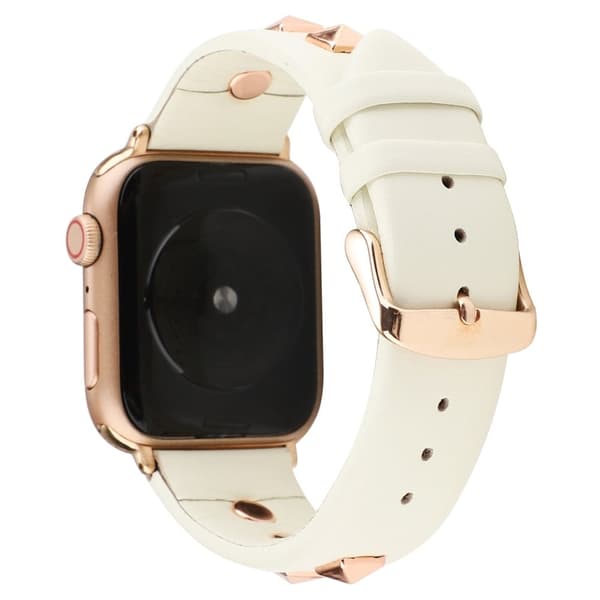 Apple Watch Series 8 (41mm) rem i ægte læder - Beige / Beige White