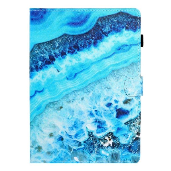 iPad 10.2 (2019) Stilfuldt mønstered læder flip etui - Havbølge Blue