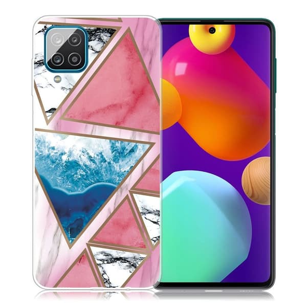 Marble Samsung Galaxy M62 / F62 Etui - Hvid / Blå / Rose Triangle Multicolor