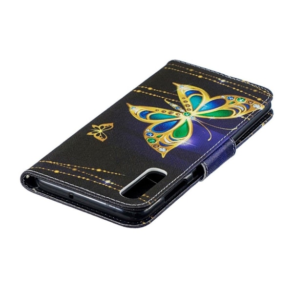Butterfly Samsung Galaxy A70 nahkakotelo - Värillinen Perhonen Multicolor