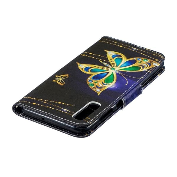 Samsung Galaxy A70 mønster læretui - Colorized Butterfly Multicolor